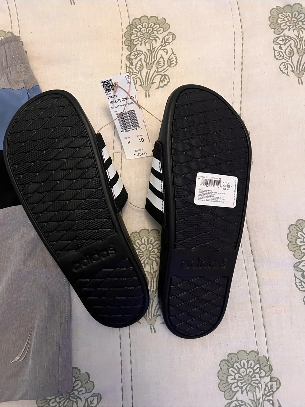 Adilette comfort slides with Nautica swim trunks